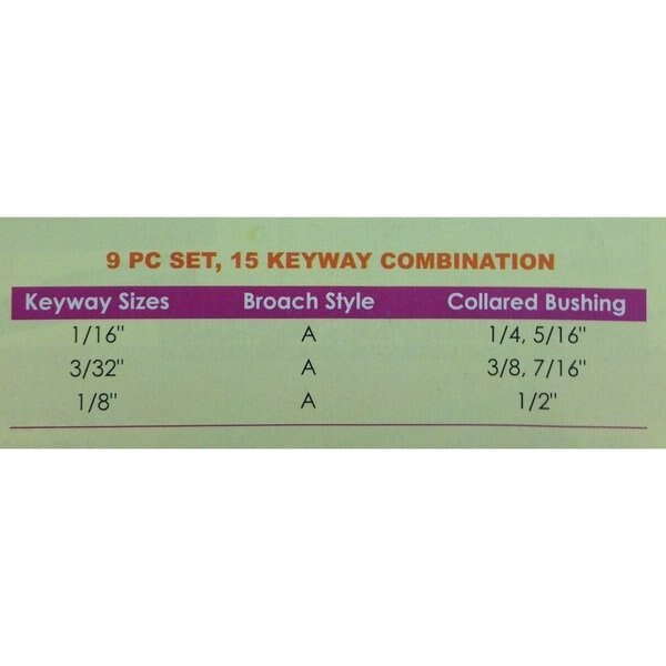 9 Piece Keyway Broach Set