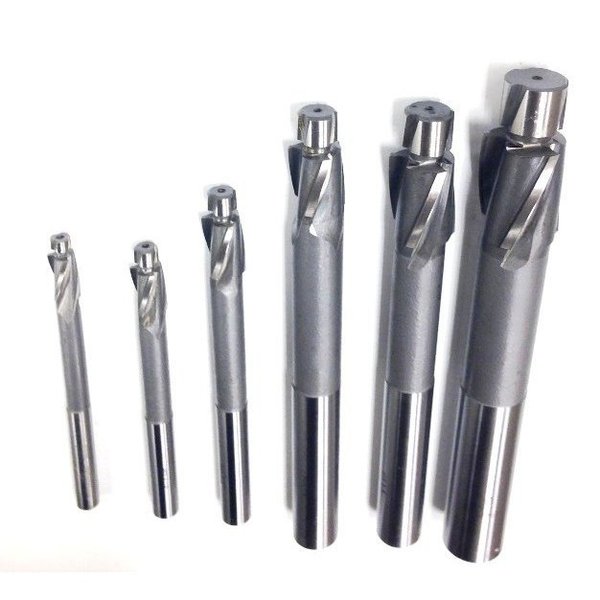 6 Piece High Speed Steel 3 Flute Solid  Pilot Counterbore Set