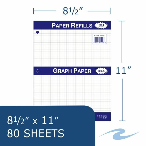 Case of 4x4 Graph Ruled Loose Leaf Filler Paper, 3 Hole Punched, 11