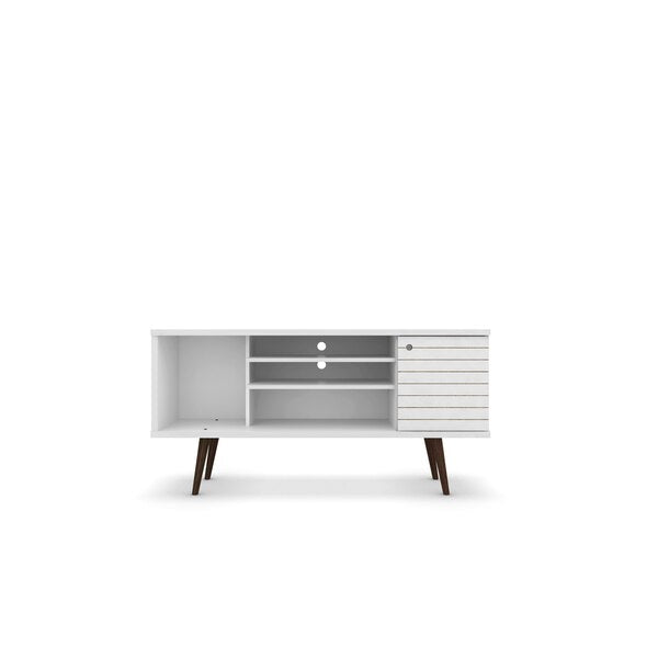 TV Stand, Mid Century, White, 53.14