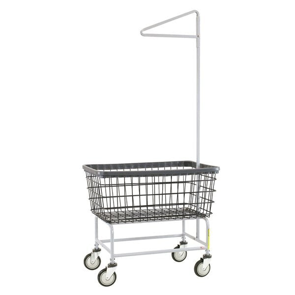 Wire Utility Cart with Single Pole Rack, 4.5 Bushel, Dura-Sevenâ¢ Anti-Rust Coating