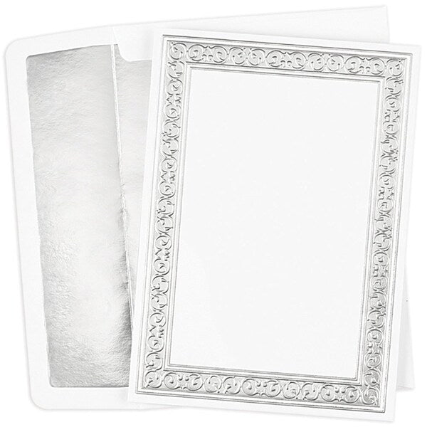 Flat Card Invitation W/ Silver Foi, PK25