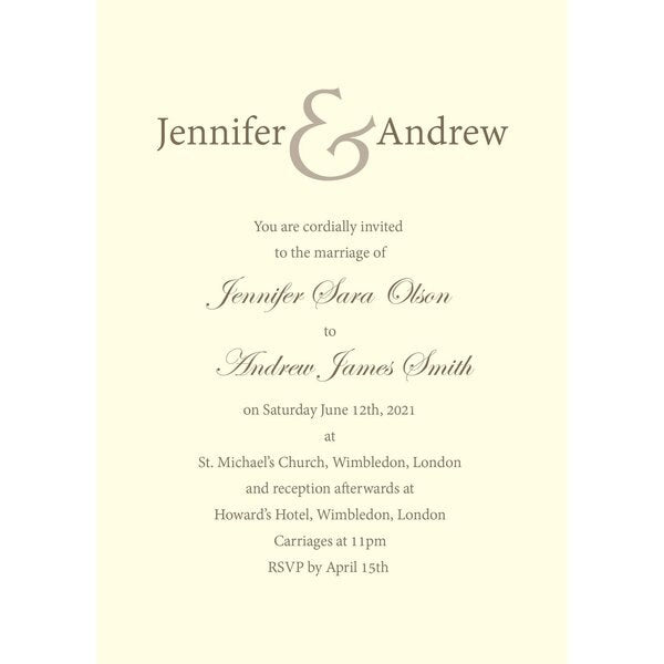 Invitation Flat Card w/ Envelopes, PK100