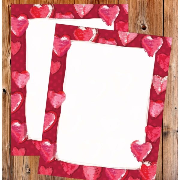 Stationery Letterhead, Fuzzy Heart, PK80