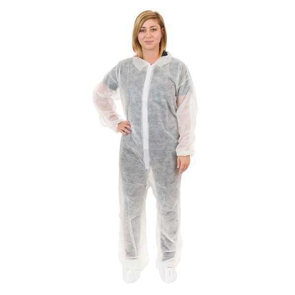 Polypropylene Coverall, 3XL, White, PK25, 3XL, White