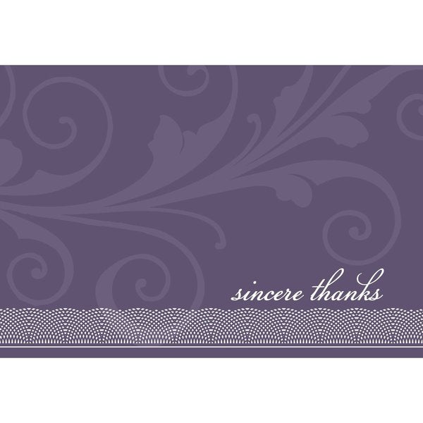 Thank You Card W/Envelope, Amethyst, PK24
