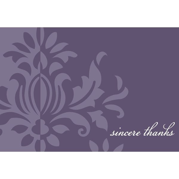 Thank You Card W/Envelope, Amethyst, PK24