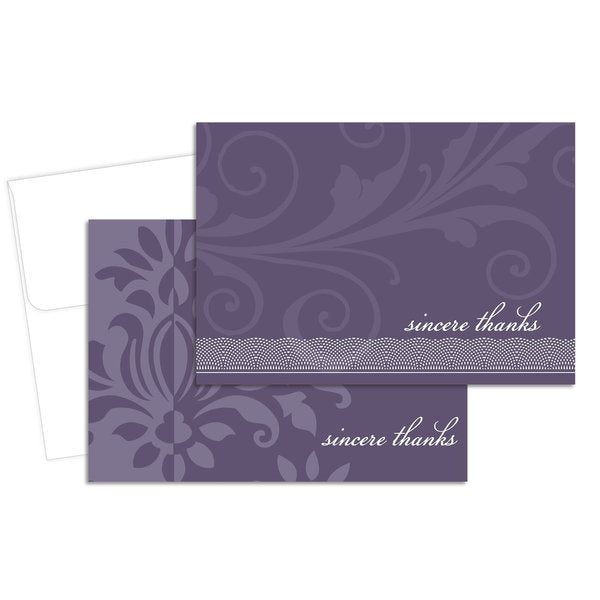 Thank You Card W/Envelope, Amethyst, PK24