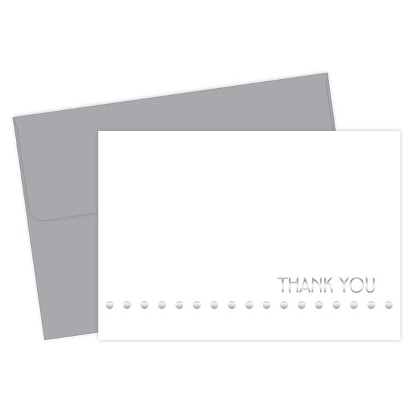 Thank You Card W/Envelope, Silver F, PK24