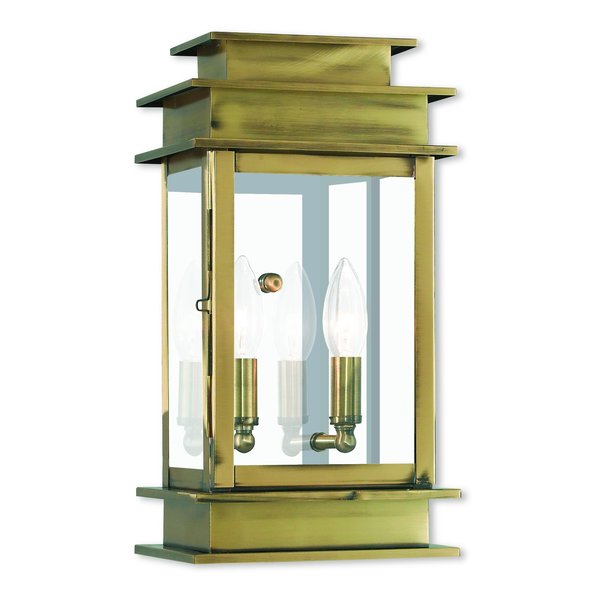 Princeton 2 Light Antique Brass Outdoor Wall Lantern