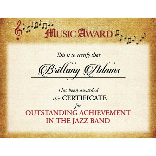 Certificate Music, 8.5