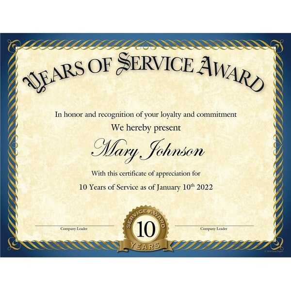 Certificate Gold Foil, Years of Se, PK20
