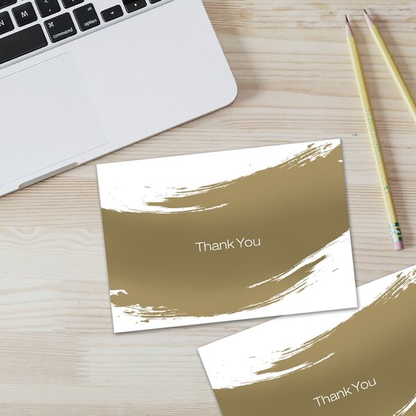 Thank You Card and Envelopes, Gold, PK50
