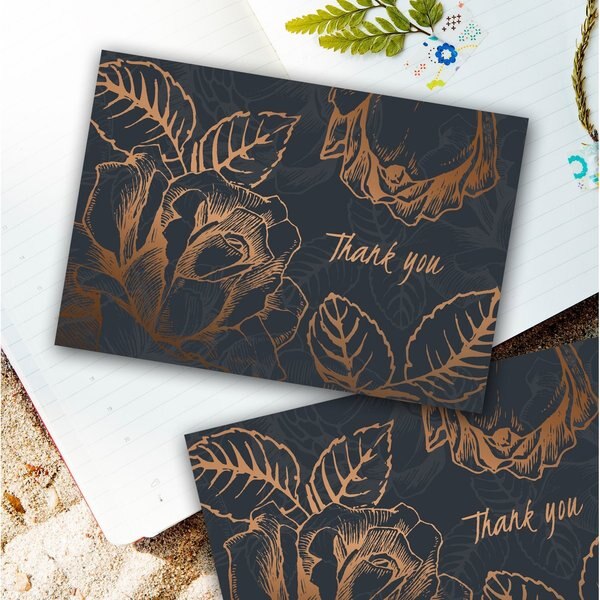 Thank You Card W/Envelope, Flower C, PK50