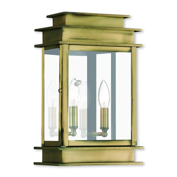 Princeton 2 Light Antique Brass Outdoor Wall Lantern