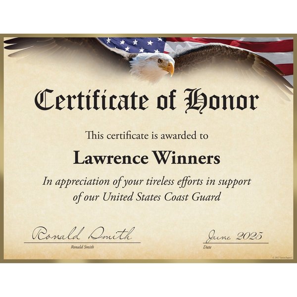 Certificate Gold Foil, Flying Eagl, PK15