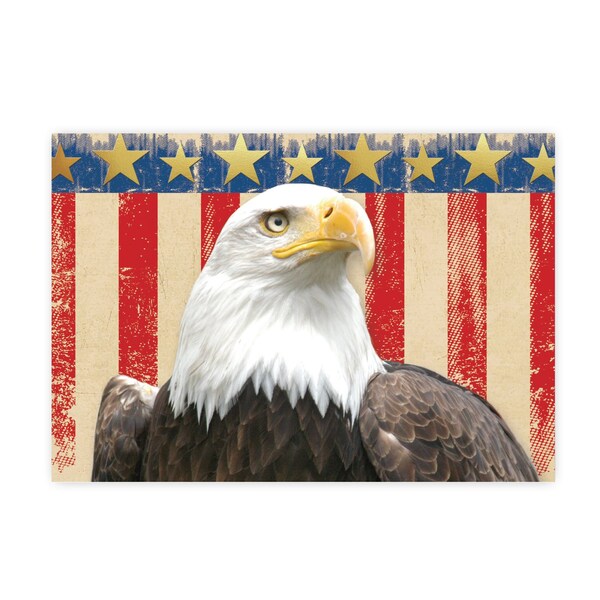 Note Card W/Envelope, Patriotic W/G, PK20