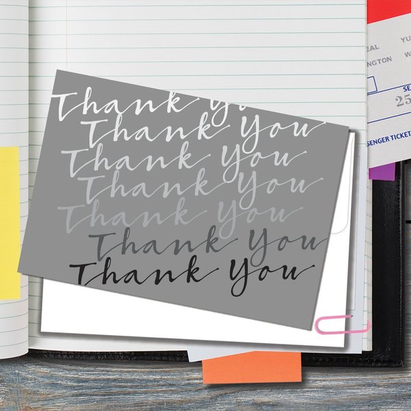Thank You Card W/Envelope, Cursive, PK50