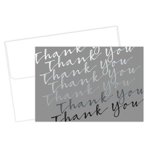 Thank You Card W/Envelope, Cursive, PK50