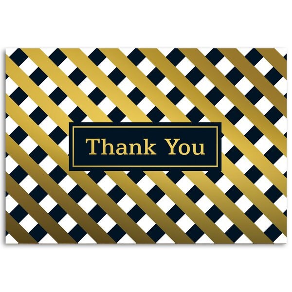 Thank You Card W/Envelope, Gold Foi, PK50