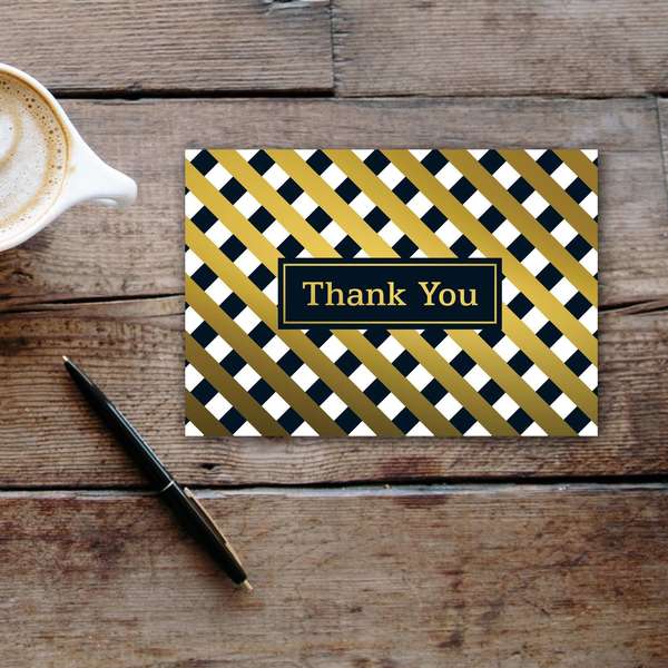 Thank You Card W/Envelope, Gold Foi, PK50