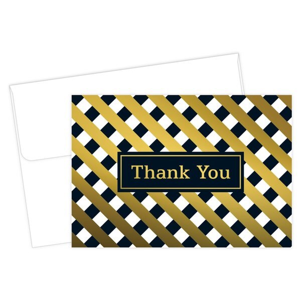 Thank You Card W/Envelope, Gold Foi, PK50