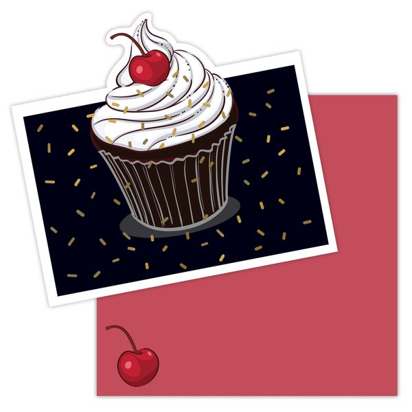 Note Card W/Envelope, Pop-Up, Cupcake, PK6