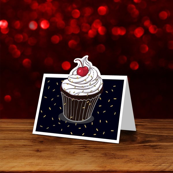 Note Card W/Envelope, Pop-Up, Cupcake, PK6