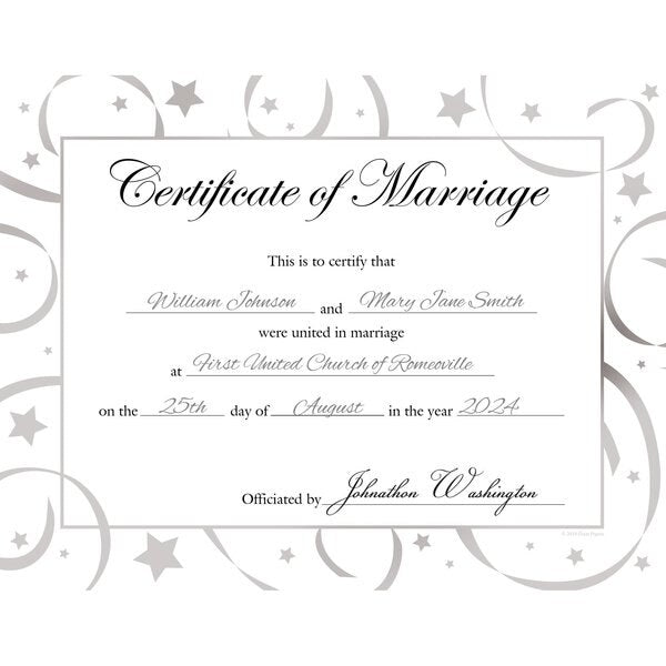 Certificate Silver Foil Stars, Whi, PK15
