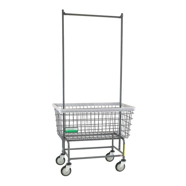 Antimicrobial Wire Utility Cart with Double Pole Rack, 6 Bushel
