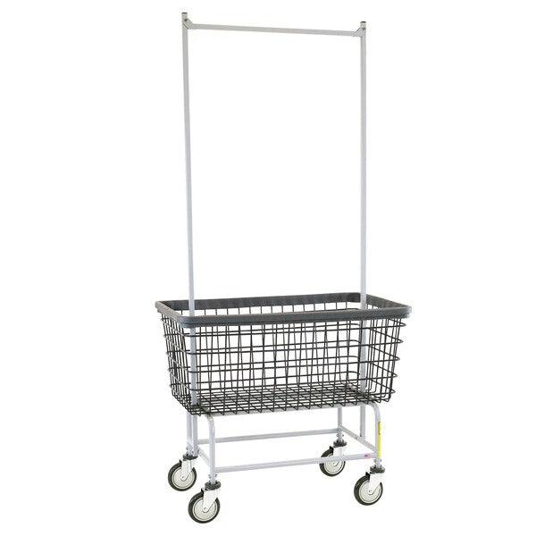 Wire Utility Cart with Double Pole Rack, 6 Bushel, Dura-Sevenâ¢ Anti-Rust Coating