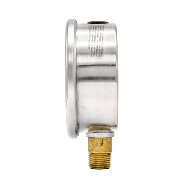 Pressure Gauge, 0 to 1500 psi, 1/2 in MNPT, Stainless Steel, Silver