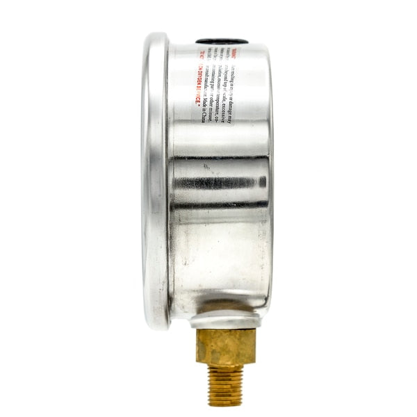 Pressure Gauge, 0 to 400 psi, 1/4 in MNPT, Stainless Steel, Silver