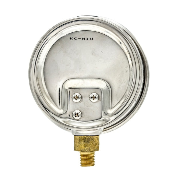 Pressure Gauge, 0 to 400 psi, 1/4 in MNPT, Stainless Steel, Silver