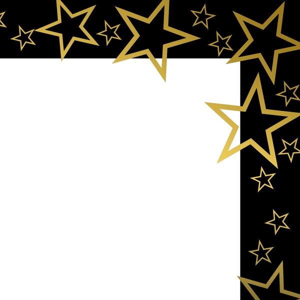 Certificate Gold Foil Stars with B, PK15