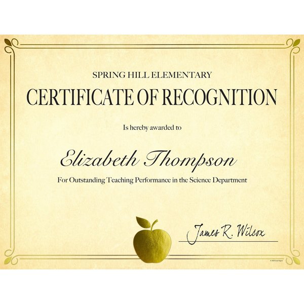 Certificate Gold Foil Bright Apple, PK15