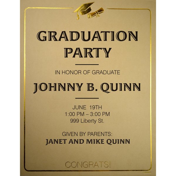 Stationery Letterhead, Gold Grad F, PK40