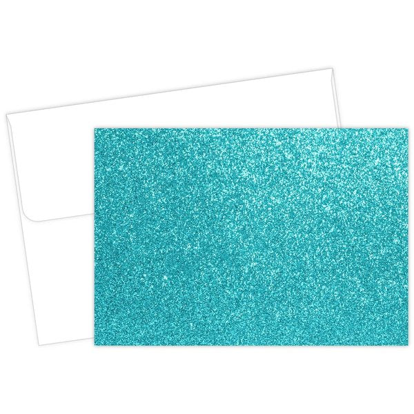 Note Card and Envelopes, Teal Glit, PK15