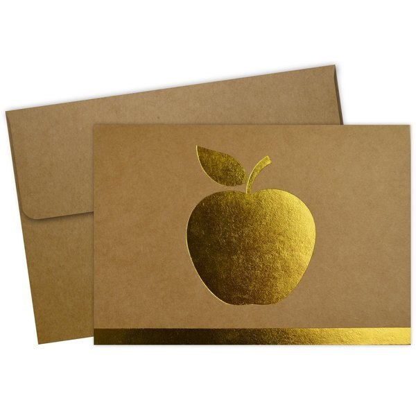 Note Card W/Envelope, Gold Foil App, PK25