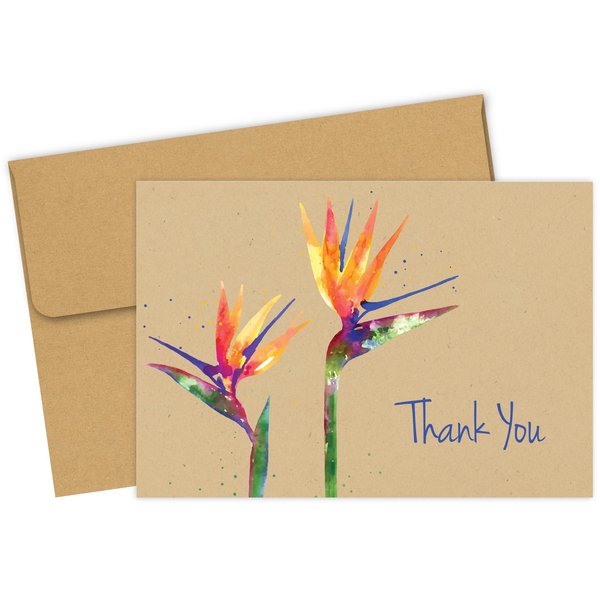 Thank You Card W/Envelope, Paradise, PK50