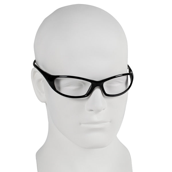 Safety Glasses, Wraparound Clear Polycarbonate Lens, Scratch-Resistant