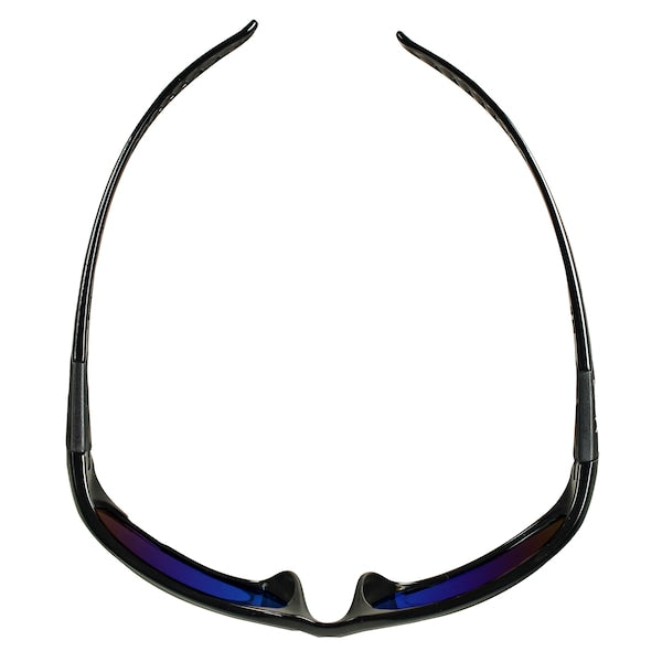 Safety Glasses, Wraparound Blue Mirror Polycarbonate Lens, Scratch-Resistant