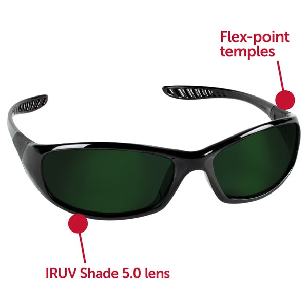 Safety Glasses, Wraparound IR 5.0 Polycarbonate Lens, Scratch-Resistant