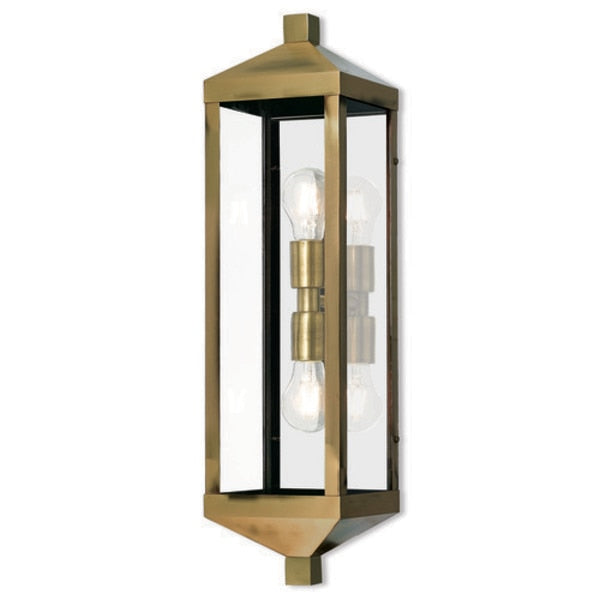 Nyack 2 Light Antique Brass Outdoor Wall Lantern