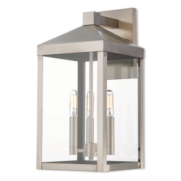 Nyack 3 Light Brushed Nickel Outdoor Wall Lantern