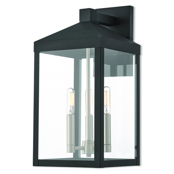 Nyack 3 Light Black Outdoor Wall Lantern