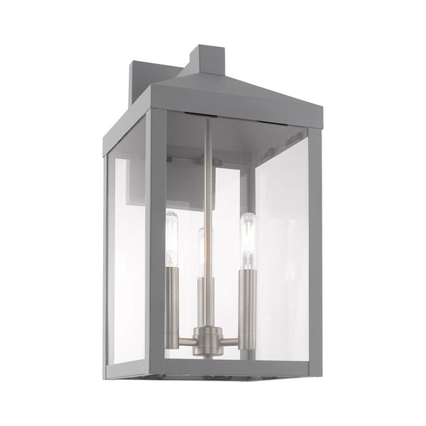 Nyack 3 Light Nordic Gray Outdoor Wall Lantern