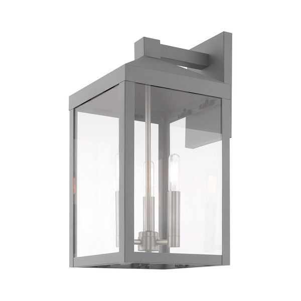 Nyack 3 Light Nordic Gray Outdoor Wall Lantern