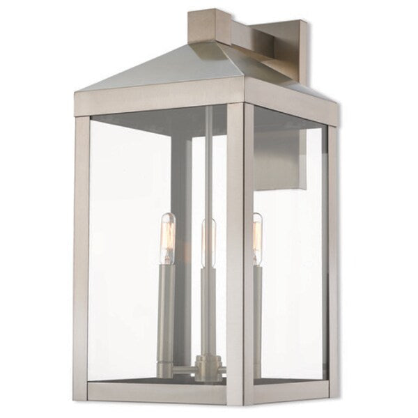 Nyack 3 Light Brushed Nickel Outdoor Wal