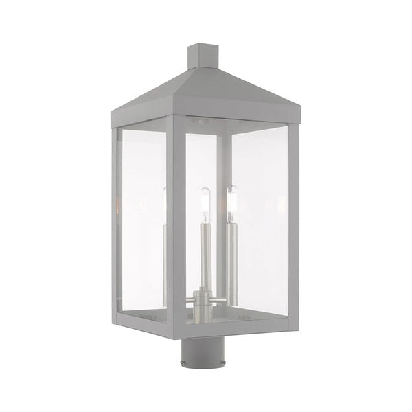 Nyack 3 Light Nordic Gray Outdoor Post Top Lantern